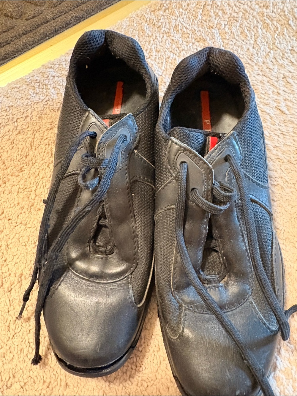 Prada Men's Black Low-Profile Lace-Up Sneakers( inspect pictures carefully)